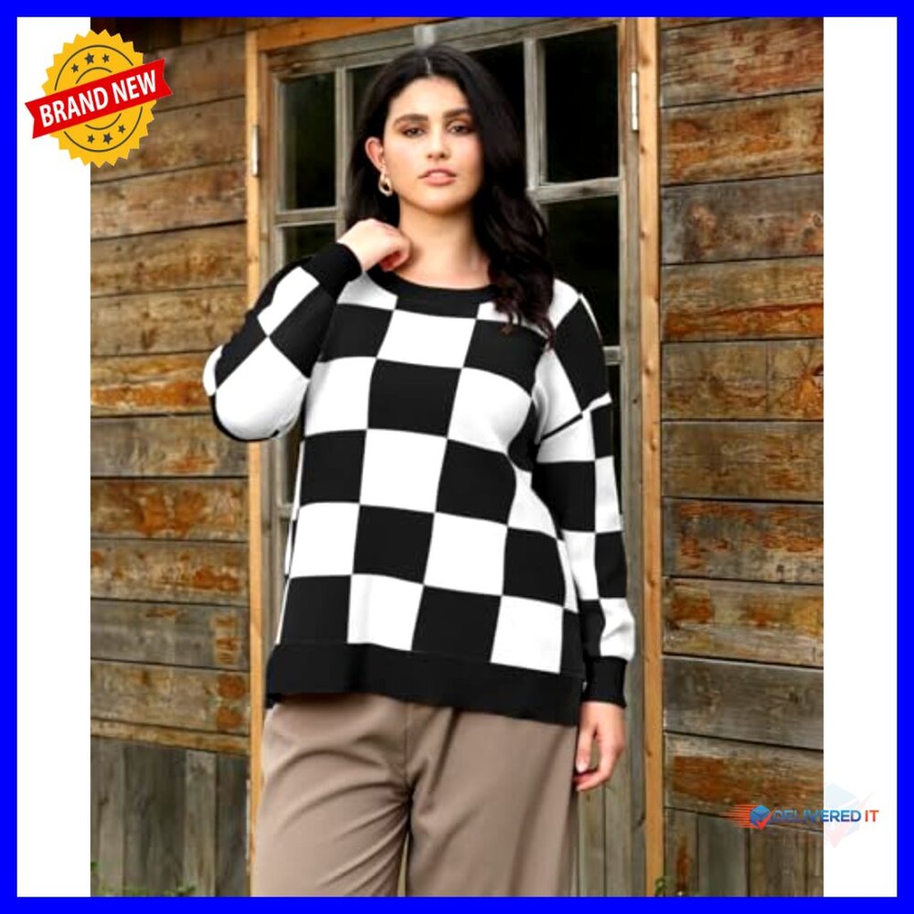 Plus Size Oversized Pullover Sweater Side Split C… - image 3